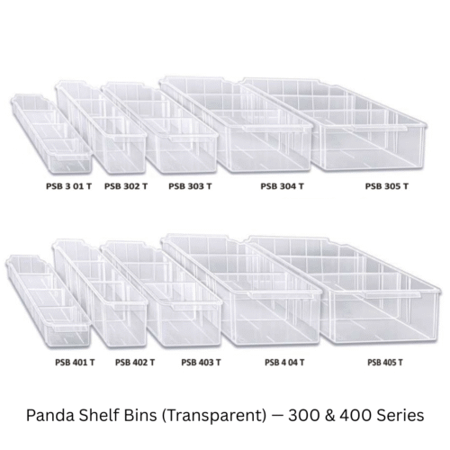 Panda Shelf Bins (Transparent) — 300 & 400 Series